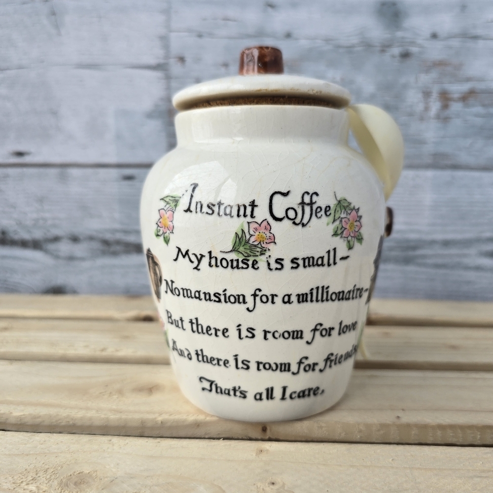 Vintage Instant Coffee Jar Spoon Retro Ceramic 5"